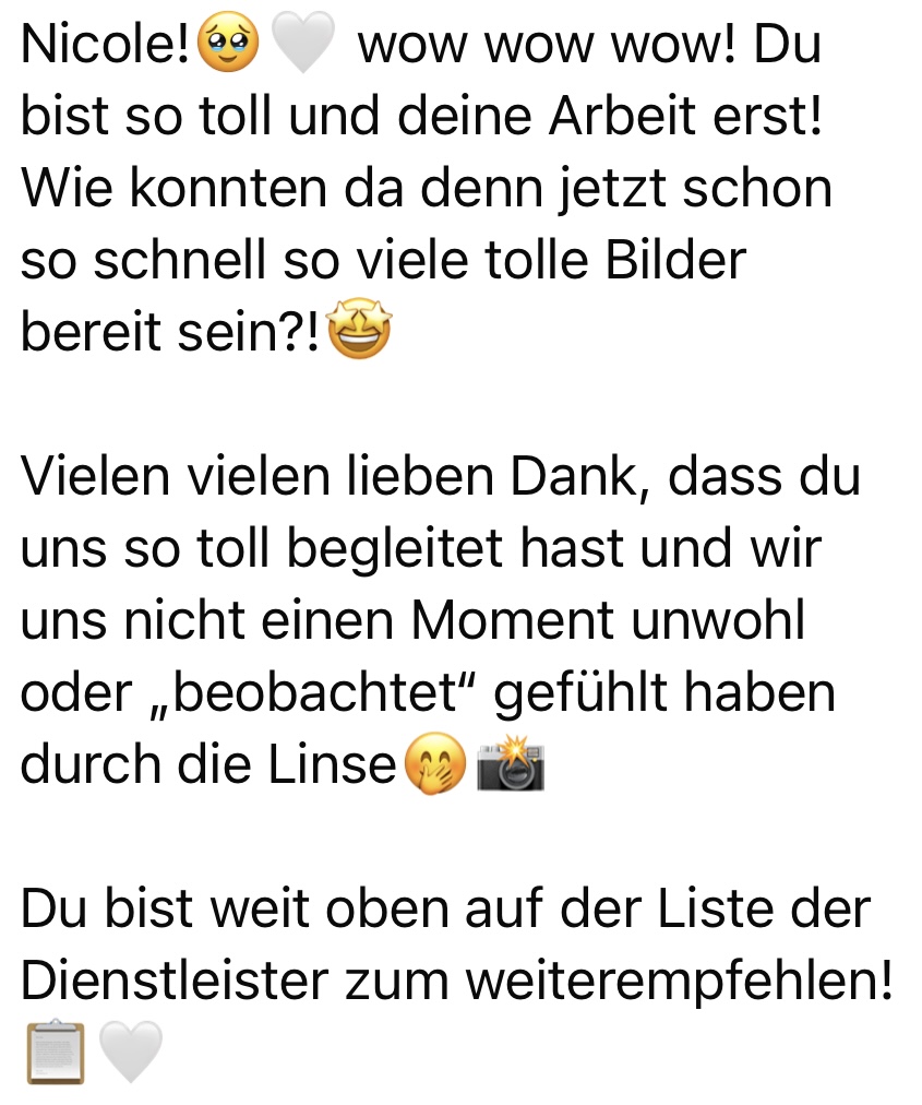 Rezension Hochzeitsfotografin